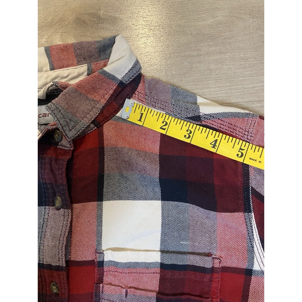 Carhartt Plaid Flannel Fleece Lined Shacket Long Sleeve Button Shirt S (4/6) - Picture 6 of 13